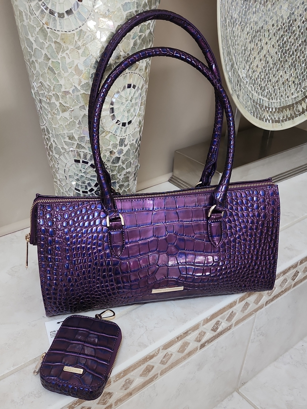 💜 BRAHMIN SOPHIA PURPLE ACRO BAG & MATCHING WALLET POUCH 💜